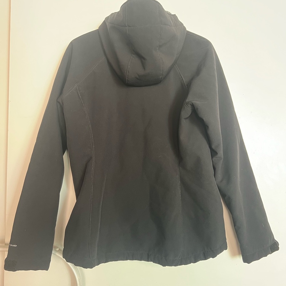 Columbia Black Hooded Jacket Coat Fuzzy Lined Size Medium Omiwind h20 resistant - Picture 3 of 5